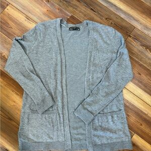 Verve Ami Gray Cardigan Sweater with Ribbed Cuffs